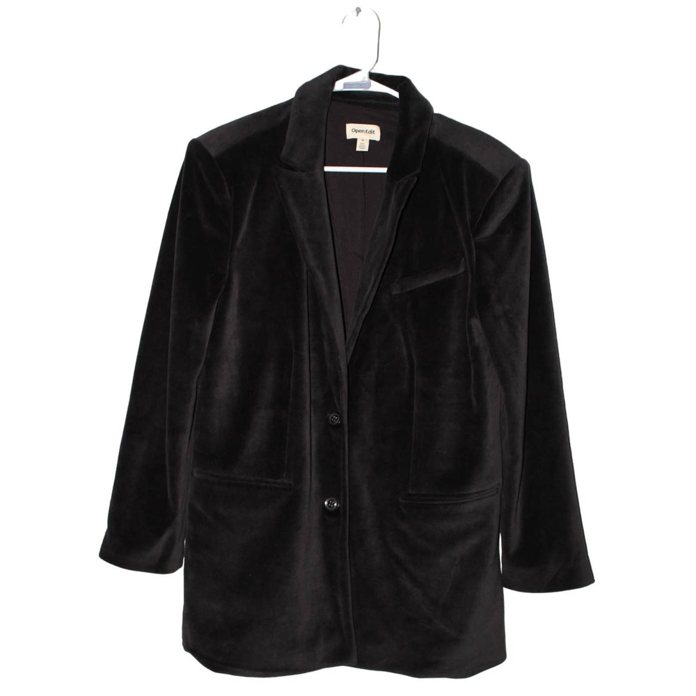 Womens Open Edit by Nordstrom Black Velvet Blazer Suit Coat Jacket Size M NWOT